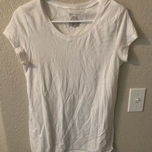 A plain white short sleeve tee